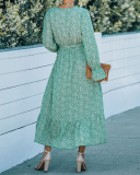 Lady Sexy Long Sleeve V-Neck One Piece Dress Green Black Khaki S-XL 