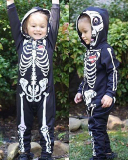 Kids 2021 Spring/Autumn Skull Long Sleeve One-Piece Romper Halloween Hooded Baby 70-100