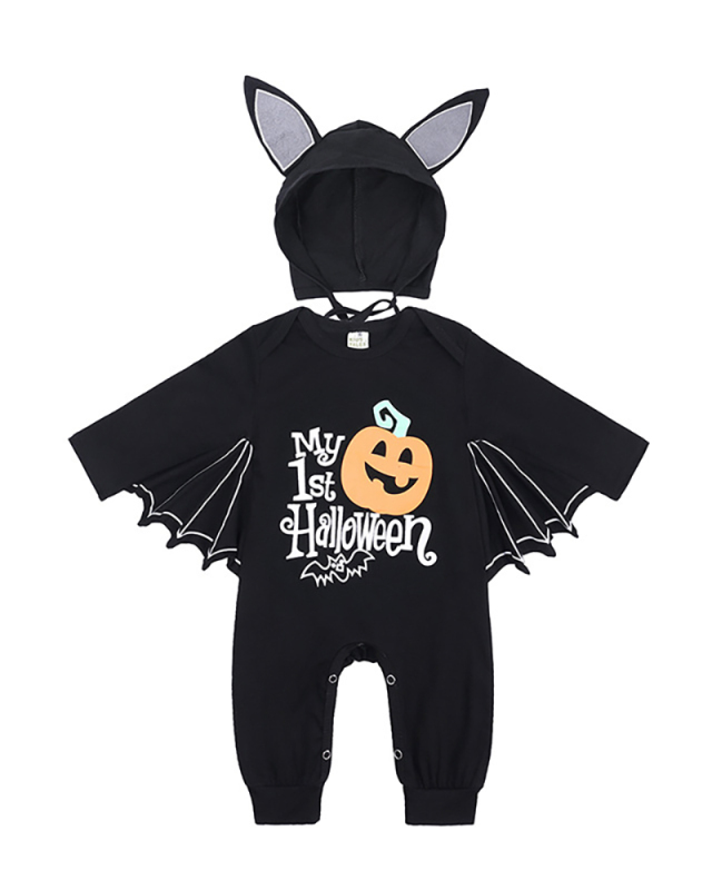 Halloween Children's Clothing BabyPumpkin Letters One-Piece Bat Shape Jumpsuit 70-100