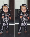 Kids 2021 Spring/Autumn Skull Long Sleeve One-Piece Romper Halloween Hooded Baby 70-100