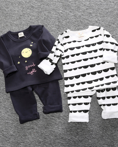 Hot Sale Kids Printing O-Neck Two Piece Set Yellow Black S-2XL 
