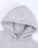 Kids Autumn Winter Long Sleeve Solid Color Hoodies Plus Fleece Sportswear Two Piece Sets