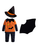 Children Halloween Pumpkins Long Sleeve Four Piece Set 