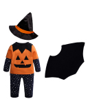Children Halloween Pumpkins Long Sleeve Four Piece Set 