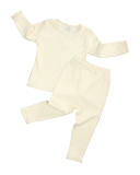 Kids Solid Color Long Sleeve O-Neck Pit Article Fabrics Sleepwear Home Wear Tracksuit Two Pieces Set