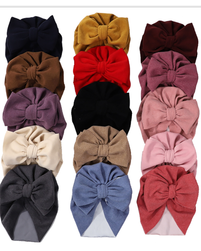 Kids Hats Baby Girl Newborn Children's kids Fat Accessories Toddler Girl Cap Bonnet baby hat with big bow tie