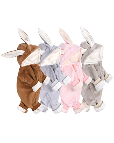 Rabbit Ears Thicken Plus Fleece Newborn Baby Winter Jumpsuit