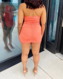 Lady Sexy Backless Hollow Out One Piece Dress White Yellow Orange Black Purple S-2XL 