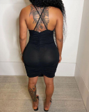 Lady Sexy Backless Hollow Out One Piece Dress White Yellow Orange Black Purple S-2XL 