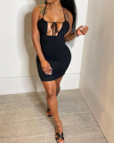 Lady Sexy Backless Hollow Out One Piece Dress White Yellow Orange Black Purple S-2XL 