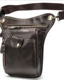 Men's Leg Bag Outdoor Sports First Layer Cowhide Waist Bag