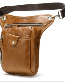 Men's Leg Bag Outdoor Sports First Layer Cowhide Waist Bag