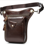 Men's Leg Bag Outdoor Sports First Layer Cowhide Waist Bag