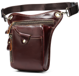 Men's Leg Bag Outdoor Sports First Layer Cowhide Waist Bag