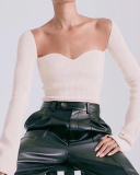 Ladies New Stretch Strapless Bottoming Sweater Solid Color S-XL