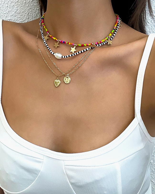 Colorblock Simple Bohemian Woven Necklace