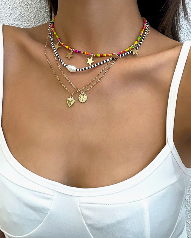 Colorblock Simple Bohemian Woven Necklace