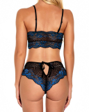 Popular Lace Bra Sets Hollow Out V Shape Pantys Sexy Babydoll Sexy Lingerie Purple Green Blue Wine Red S-2XL
