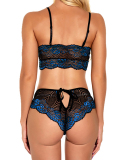 Popular Lace Bra Sets Hollow Out V Shape Pantys Sexy Babydoll Sexy Lingerie Purple Green Blue Wine Red S-2XL