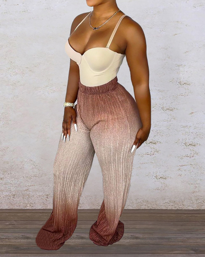 Women Causal Colorblock Long Pants Red Green Blue Coffee S-2XL 