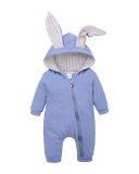 Children Solid Color Rabbit Zipper Jumpsuit Blue Pink Gray White Yellow 59-90