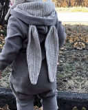 Children Solid Color Rabbit Zipper Jumpsuit Blue Pink Gray White Yellow 59-90