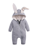 Children Solid Color Rabbit Zipper Jumpsuit Blue Pink Gray White Yellow 59-90