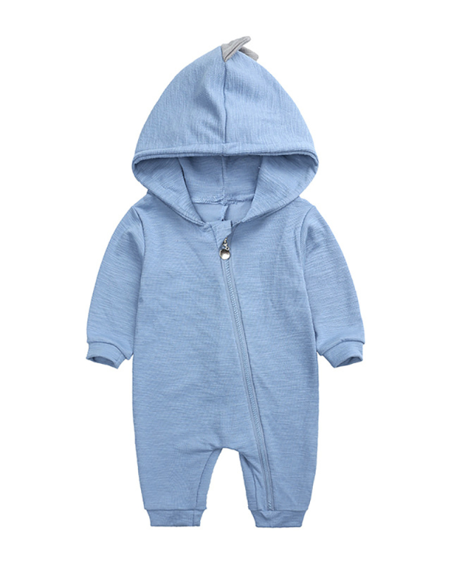 Children Dinosaur Hoodies Long Sleeve Zipper Jumpsuit Gray Pink Blue 59-90