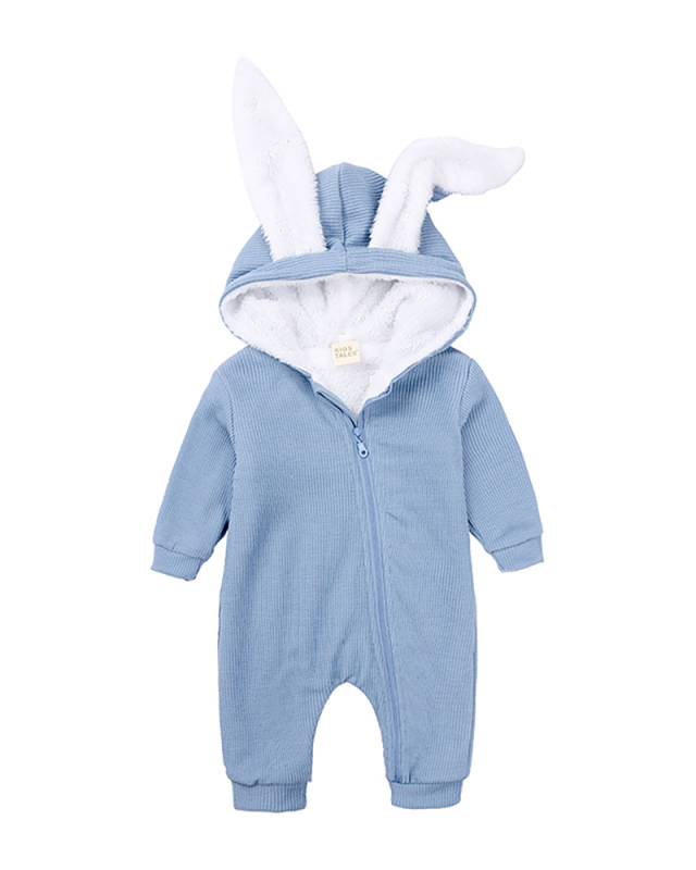 Children Solid Color Velvet Hoodies Jumpsuit Apricot Pink Blue White Gray 59-90
