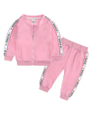 Children Street Style Sporty Zipper Two Piece Set Purple Yellow Pink Green 70-100