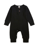Children Solid Color Long Sleeve Jumpsuit Blue Black White Gray Green Pink Yellow 60-100