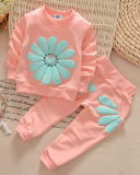 New Children's Suit Sun Flower Two-piece Set 90-120