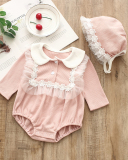 New Baby Triangle Romper Cotton Long Sleeve One-Piece One-Piece Baby Coat and Hat Set