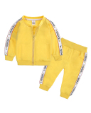 Children Street Style Sporty Zipper Two Piece Set Purple Yellow Pink Green 70-100
