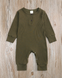 Children Solid Color Long Sleeve Jumpsuit Blue Black White Gray Green Pink Yellow 60-100