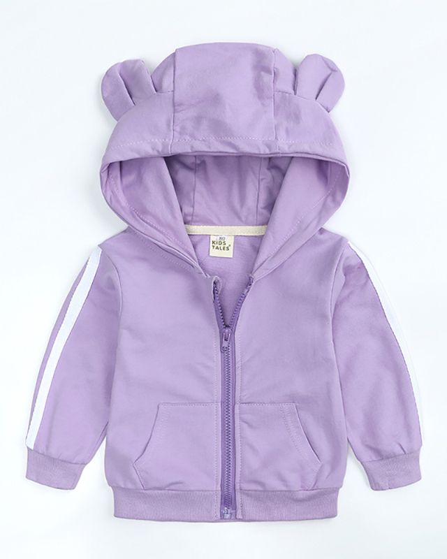 Children Street Style Sporty Zipper Two Piece Set Purple Yellow Pink Green 70-100