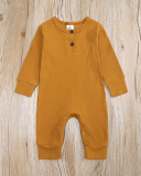 Children Solid Color Long Sleeve Jumpsuit Blue Black White Gray Green Pink Yellow 60-100