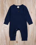 Children Solid Color Long Sleeve Jumpsuit Blue Black White Gray Green Pink Yellow 60-100