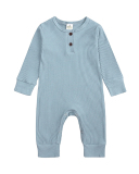 Children Solid Color Long Sleeve Jumpsuit Blue Black White Gray Green Pink Yellow 60-100
