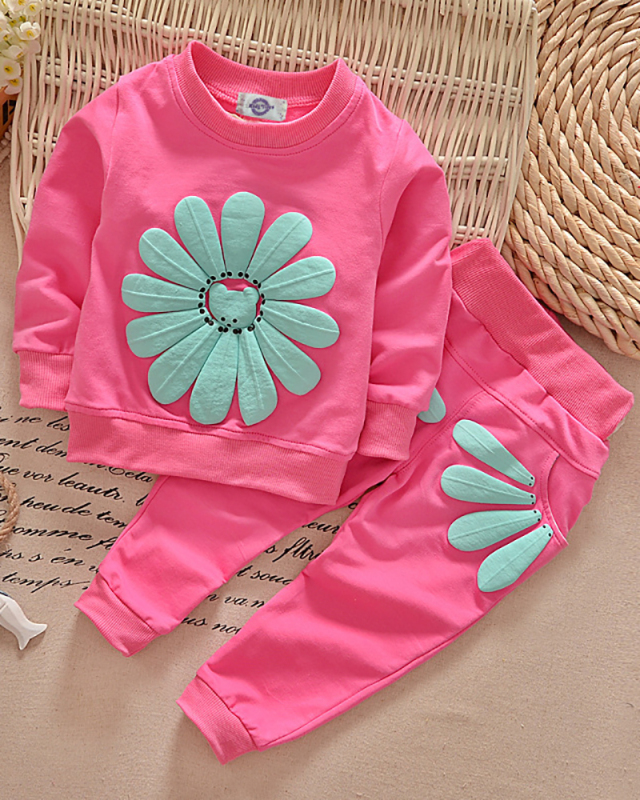 New Children's Suit Sun Flower Two-piece Set 90-120