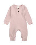 Children Solid Color Long Sleeve Jumpsuit Blue Black White Gray Green Pink Yellow 60-100