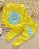 New Children's Suit Sun Flower Two-piece Set 90-120