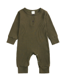 Children Solid Color Long Sleeve Jumpsuit Blue Black White Gray Green Pink Yellow 60-100