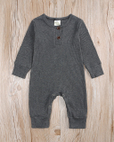 Children Solid Color Long Sleeve Jumpsuit Blue Black White Gray Green Pink Yellow 60-100