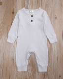 Children Solid Color Long Sleeve Jumpsuit Blue Black White Gray Green Pink Yellow 60-100