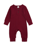 Children Solid Color Long Sleeve Jumpsuit Blue Black White Gray Green Pink Yellow 60-100