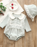 New Baby Triangle Romper Cotton Long Sleeve One-Piece One-Piece Baby Coat and Hat Set