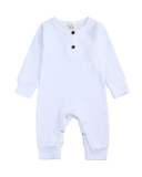 Children Solid Color Long Sleeve Jumpsuit Blue Black White Gray Green Pink Yellow 60-100