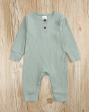 Children Solid Color Long Sleeve Jumpsuit Blue Black White Gray Green Pink Yellow 60-100