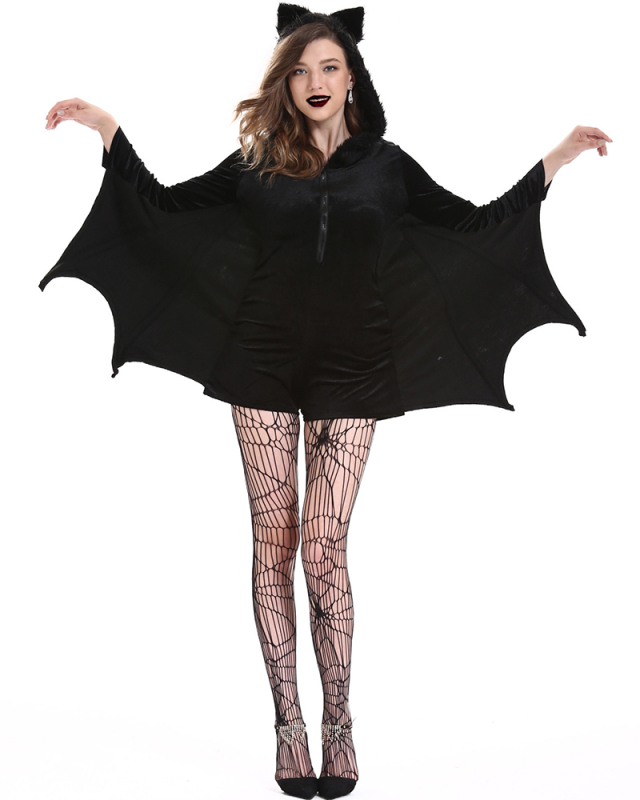 Halloween Costume Black Bat Witch Uniform M-4XL